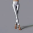 thumbnail image 1 of Sakmal High Waisted Leggings for Women Buttery Soft Night Out Party Silver Yoga Pants Stretchy Leather Full Leggings with Pockets, 1 of 5