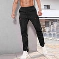 thumbnail image 1 of Sakmal High Waisted Mens Cargo Pants Straight Leg Drawstring Elastic Waist Regular Black Casual Mens Pants L, 1 of 8