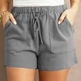 thumbnail image 1 of Sakmal Straight Leg Shorts Womens High Waisted Gray 5" Solid Leisure Shorts with Pockets, 1 of 7