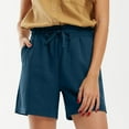 thumbnail image 1 of Sakmal Blue Shorts Womens High Waisted Wide Leg Comfy Solid Beach Vacation Shorts with Pockets, 1 of 9