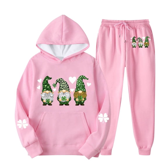 Sakmal Sweatpant Sets Women St Patricks Day Party Wide Leg Joggers Pants Pink Shamrock Print Workout Casual Sweatpants for Women S