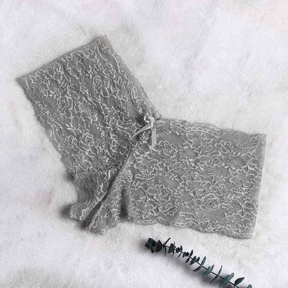 Sakmal High Waisted Underwear Women Plus Size Lace Crotchless Panties Comfort Gray Womens Panties M