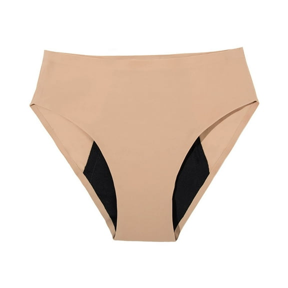 Sakmal High Waisted Underwear for Women Cotton Plus Size Period Panties No Show Beige Panties for Women 3XL