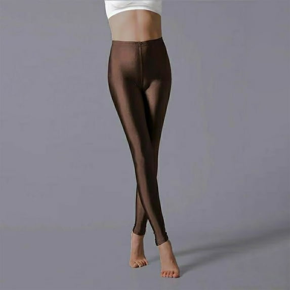 Sakmal High Waisted Women Leggings Brown Night Out Party Buttery Soft Yoga Pants Leather Stretchy Full Leggings with Pockets