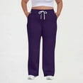 thumbnail image 1 of Sakmal Drawstring Womens Sweatpants Plus Size Wide Leg Boyfriend Pants Purple Spring Elastic Waist Solid Sweatpants for Women XL, 1 of 5