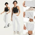 thumbnail image 1 of Sakmal Hiking Pants Women with Pockets White Cargo Long Relaxed Fit Pants for Women S-XXL, 1 of 7