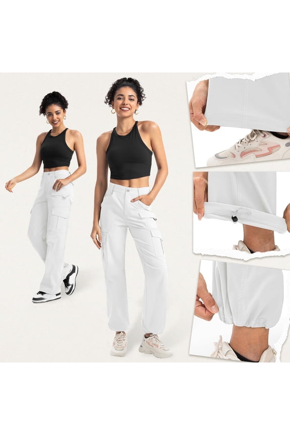 Hiking Pants Women with Pockets White Cargo Long Relaxed Fit Pants for Women S-XXL