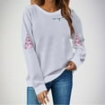 thumbnail image 1 of Sakmal Holiday Women Sweatshirts Graphic Gray Fall Christmas Sweatshirts Soft Long Sleeve Shirts, 1 of 5