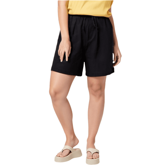 Sakmal Jeans Women's Shorts Black Bermuda Knee Length Plus Size High Waisted 10" Shorts with Pockets