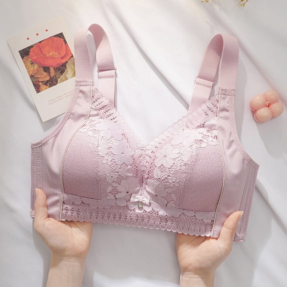 Sakmal Jelly Bralettes for Women with Support Everyday Lace Purple Comfort Bras for Ladies 38