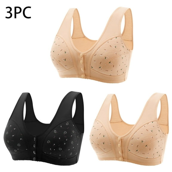 Sakmal Jelly Bras Women Bralette Minimizer Front Closure Black Scoop Ladies Bras 5X,3-Pack