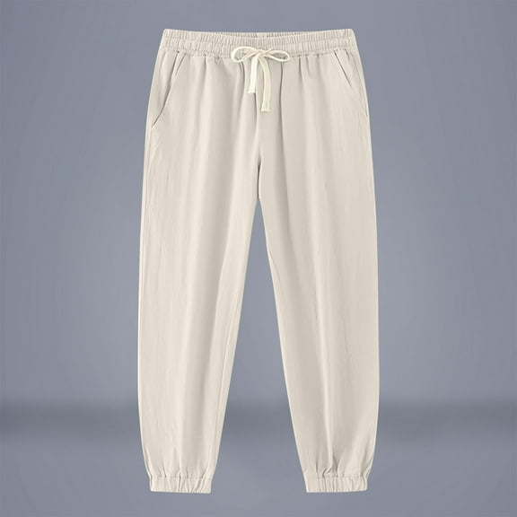 Sakmal Jogger Sweatpants Men Elastic Bottom & Waist Pants Lihtweight Khaki Running Mens Sweatpants S