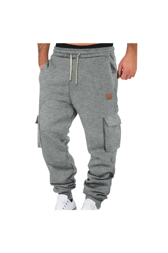 Jogger Sweatpants Men Elastic Bottom & Waist Pants Running Casual Gray Mens Sweatpants L