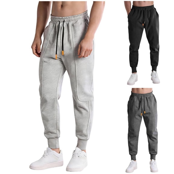 Sakmal Jogger Sweatpants Men's and Big Men's Athletic Elastic Bottom Pants Black Running Workout Mens Sweatpants L