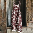 thumbnail image 1 of Sakmal Jumpsuits for Women Cuffed Plus Size Red Sleeveless Overalls Full Scoop Neck Wide Leg Floral Pants with Pockets, 1 of 5