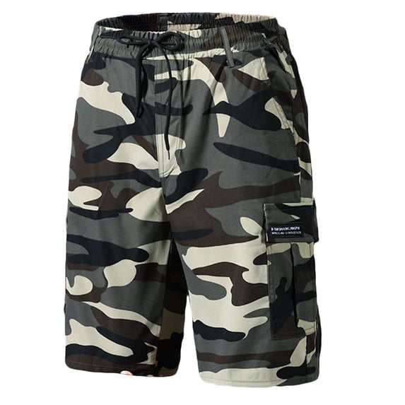Sakmal Khaki Mens Shorts Cargo Board Stretch Camo Green Summer 7 Inch Mens Shorts L