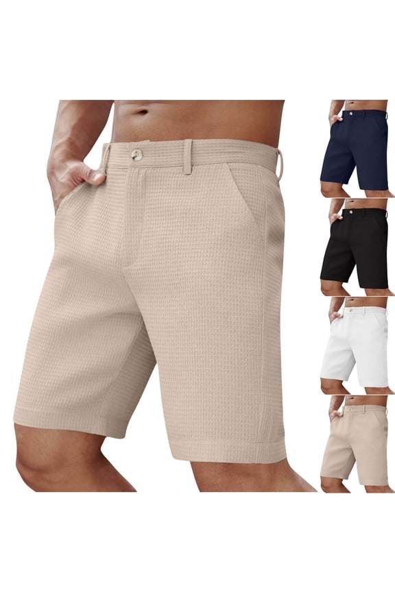 Khaki Mens Shorts Knee Length Chino Casual 9 Inch Black Summer Solid Shorts for Men L