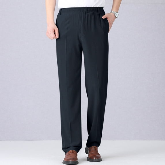Sakmal Khaki Pants Men Straight Leg Stretch Classic Fit Blue Mens Chino Pants L