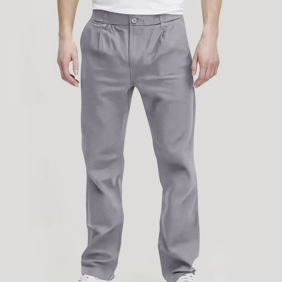 Sakmal Khaki Pants for Men Dress Straight Leg Trousers Gray Relaxed Fit Stretch Chino Pants Men L