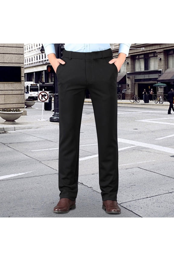 Khaki Pants for Men Straight Leg Trousers Slacks Black Chino Pants for Men
