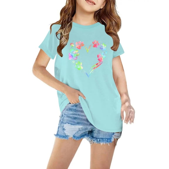 Sakmal Kids Clothes Boy And Girl Cotton Blue 3-7y Floral Crew Neck Short Sleeve Daily Life Kids Tee