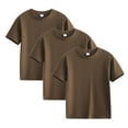 thumbnail image 1 of Sakmal Kids Clothes Under $5 3pc Brown Solid Crew Neck Short Sleeve 3-14y Cotton Tee For Children, 1 of 6