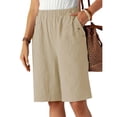 thumbnail image 1 of Sakmal Knee Length Shorts for Women Bermuda High Waisted Plus Szie Straight Leg Solid Beach Vacation Yellow Shorts for Women XXL, 1 of 4