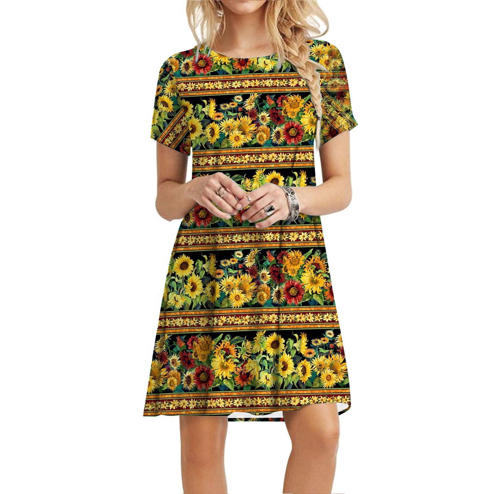 Sakmal Knee Length Spring Dresses for Women 2024 ALine Dresses Flower