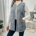 thumbnail image 1 of Sakmal Knit Chunky Cardigan Sweater Vest for Women Trendy Open Front Cardigan Sleeveless Blue Outwear Coat with Pockets, 1 of 6