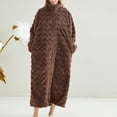 thumbnail image 1 of Sakmal Knit Robes for Women Zip Front Long Flannel Fleece Loungewear for Women Brown Fuzzy Women's Robe with Pockets, 1 of 6