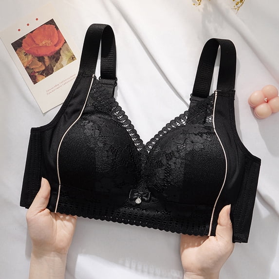 Sakmal Lace Bras Women Full Coverage Bralette Jelly Plunge Black Bras for Ladies 42