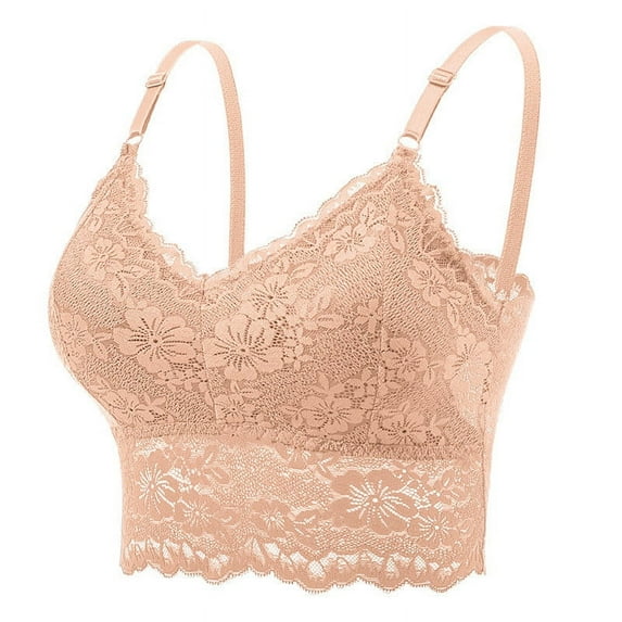 Sakmal Lace Women Bras Bralette Wireless Seamless Stretch Beige T-Shirt Bra for Ladies M