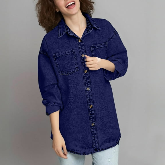 Sakmal Ladies Barn Jacket Denim Blue Jean Coat Fashion Winter Jackets for Women L