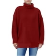 thumbnail image 1 of Sakmal Ladies Sweaters Red Cute Turtleneck Solid Casual Ladies Sweaters L, 1 of 6