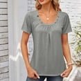 thumbnail image 1 of Sakmal Ladies Tops Gray Short Sleeve Solid Scoop Neck T-Shirts Ladies Shirts and Tops, 1 of 3