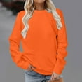 thumbnail image 1 of Sakmal Ladies Tops Long Sleeve Orange Solid Crew Neck Sweatshirts Womens Shirts, 1 of 4