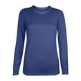 thumbnail image 1 of Sakmal Ladies Tops Under $10 Long Sleeve Blue Solid Crew Neck T-Shirts Ladies Shirts, 1 of 4