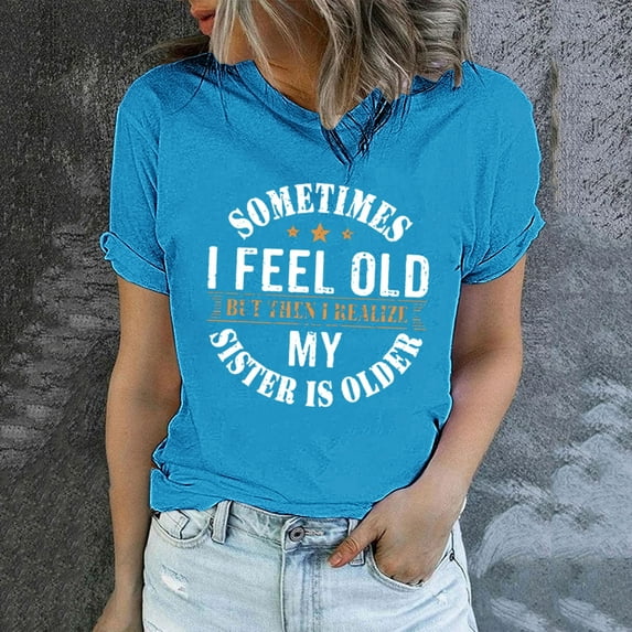 Sakmal Ladies Tops Under $10 Short Sleeve Crew Neck Quotes T-Shirts T Shirts for Women