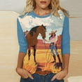 thumbnail image 1 of Sakmal Ladies Tops Under $5 3/4 Sleeve Graphic Crew Neck T-Shirts Womens Shirts for Summer, 1 of 5