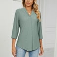 thumbnail image 1 of Sakmal Ladies Tops Under $5 Elbow-Length Green V-Neck Solid Tunic Ladies Shirts $5, 1 of 7