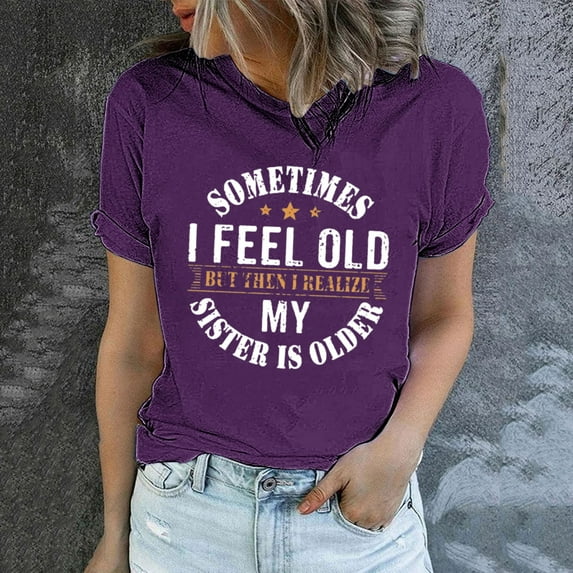 Sakmal Ladies Tops Under $5 Short Sleeve Crew Neck Quotes T-Shirts T Shirts for Women