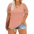 thumbnail image 1 of Sakmal Ladies Tops Clearance Under $5 Short Sleeve Solid V-Neck Lace T-Shirts Womens Shirts Clearance, 1 of 7