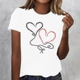 thumbnail image 1 of Sakmal Ladies Tops Under $5 Short Sleeve White Crew Neck Love Heart T-Shirts Shirts for Women, 1 of 3