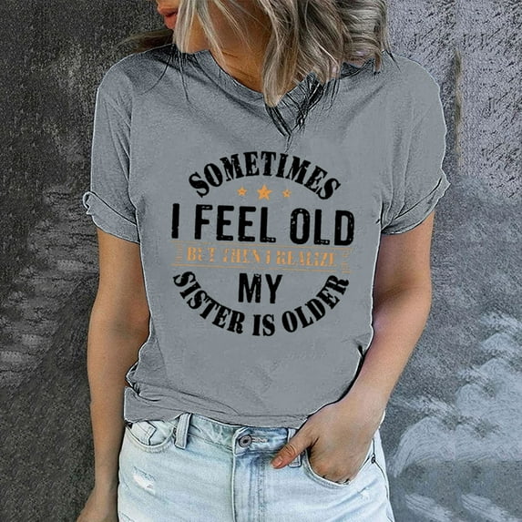 Sakmal Womens Tops Short Sleeve Crew Neck Quotes T-Shirts Womens Shirts