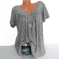 thumbnail image 1 of Sakmal Ladies Tops Plus Size Short Sleeve V-Neck Pleated Floral Tunic Ladies Shirts and Tops, 1 of 8