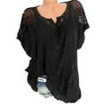thumbnail image 1 of Sakmal Ladies Tops and Blouses Short Sleeve Cutout Notch Neck Solid Lace Blouses Womens Shirts Clearance, 1 of 8