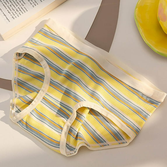 Sakmal Ladies Underwear Panties Briefs Cotton High Waisted Panties Stretch Yellow Underwear for Ladies M