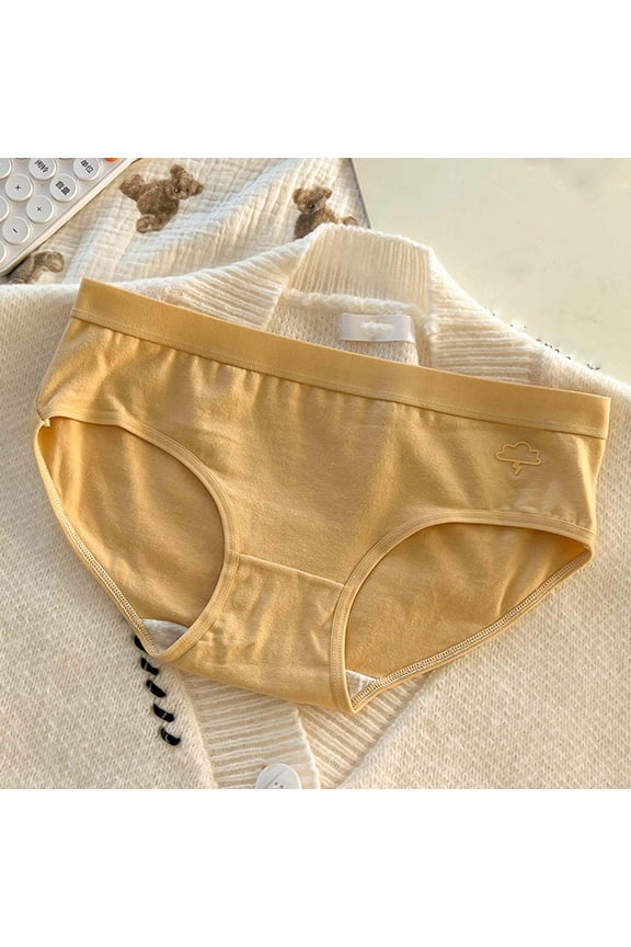 Ladies Underwear Panties Cotton Butt Lifting Briefs Panties Yellow No Show Womens Underwear XL