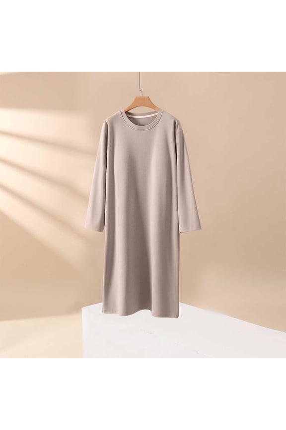 Lightweight Moomoo Nightgownss for Women Long Sleeve Nightshirt Solid Long Ladies Nightgown XL