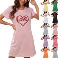 thumbnail image 1 of Sakmal Lightweight Moomoo Womens Nightgowns Love Short Sleeve Valentines House Dress Heart Print Short Womens Nightgown L, 1 of 5